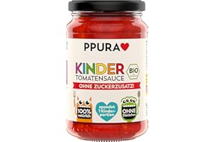 PPURA Bio Tomatensauce Kinder Ohne Zuckerzusatz | Stückchenfreie Pasta-Sauce mit Tomaten | 100% Natürlich Ohne Zusatzstoffe| Kids Nudel-Soße Made in Italy | Spendet eine Kinderportion | 340g Glas