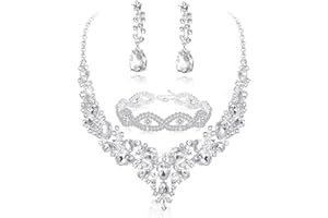 ADRAMATA Set di Gioielli da Sposa in Cristallo per Donna Collana con Strass Orecchini da Sposa Damigella d'Onore