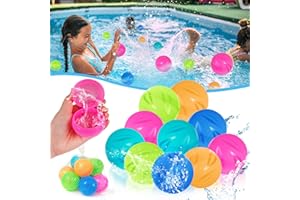 UFYTT Bombe a Eau Réutilisable 10PCS, Silicone Ballons d'eau Remplissage Rapide, Ensemble Bombes à Eau Biodegradable Boules Colorés Remplissage Splash Balles pour Enfants Adulte, Jouets Fête Piscine Plage