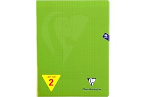 Clairefontaine 353361AMZC Un lot de 2 Cahiers Agrafés Mimesys - 24x32 cm - 96 Pages Grands Carreaux - 90 g - Couverture Polypro - Couleur : Vert