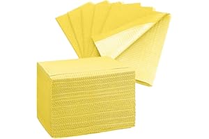 PLASTCARE USA 13" x 18" Tattoo Piercing Disposable Waterproof Patient Bibs (125 Pack) (Yellow)