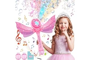 Tosekry Pistolet a Bulle avec Lumières LED et Musique Dynamique, 10 Trous Machine a Bulles pour Enfant avec 2 Bouteilles de Bulles de Savon Enfant, Jouets d'anniversaire pour Enfants (Rose)
