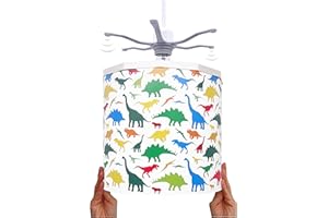 Ereki Ceiling Pendant Light Shade - Printed Colourful and Fun Designs Light Cover - Magnetic Ceiling Light Lampshade Kit for Interchangeable Designs (Dinosaurs)