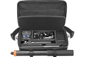 AMAZEAR Tasche für DJI Osmo 360 Zubehör, Tragetasche für Osmo360 Action Kamera aus Nylon mit Schultergurt, Passend für 2,5 m Selfie-Stick (Schwarz)