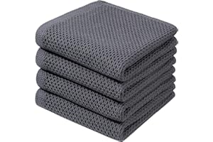 BW&HM Paños de Cocina Algodon Paños Cocina Trapos Cocina Algodon Durable y Súper Absorbente 33 x 74cm Set de 4 Gris