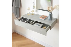 En.casa] Vägghylla karstula med förvaringslåda, hängande hylla, betongutseende, 80 x 35 x 12 cm, väggtavla