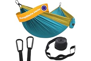 ‎GRASSMAN Hängematte Camping - Hängematte 2 Personen, Ultraleichte Outdoor Hängematte, Perfektes Camping Geschenke, Camping Hängematte Outdoor mit 2 Premium Baumgurten + 2 Karabiner