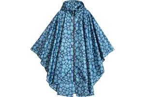 Freesmily Damen Regen Poncho stilvolle wasserdichte Regenmantel mit Kapuze Reißverschluss