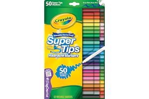 Crayola SuperTips - Tvättbara markers med konspets, 50 unika färger, perfekta för kreativt skapande, handlettering och bullet journaling, 7555