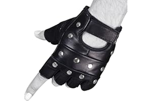 SHADOW DANCE UK Unisex vera Pelle Guanti Senza Dita punk gotico biker Pianura Borchiato danza Ciclismo Guida Palestra Sedia a rotelle