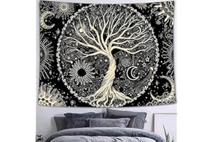 Arawat Baum des Lebens Wandtuch - Boho Tapisserie Gothic Wandteppiche Trippy Tapestry Psychedelic Deko Tipp Wanddeko (180 x 230cm)