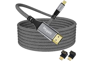 Mygatti Cavo da USB C a HDMI,5 metri,Tipo C a HDMI 4K UHD (compatibile con Thunderbolt 4/3),con adattatore HDMI ad angolo di 90 gradi e 270 gradi,compatibile con iPhone 15/16, MacBook, iPad