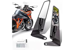 Letgoing Motorcycle Stealth Wing Rear View Mirrors 360° Adjustable Aluminium Alloy Mirrors for Z400/Z650/Z900 Duke 125-1290 MT07/09 Universal 8mm/10mm Fitment (Big size)