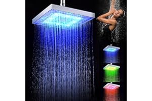 Ducha LED Atopskins de 8 Pulgadas - Cabezal de Ducha de Lluvia con Iluminación LED, Fijo y de Alto Flujo de Agua, ABS Duradero y Resistente a la Corrosión para Baño - Cabezal de Ducha Led Moder