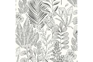 Fiula Feuilles de papier peint autocollant - 41 cm x 5 m - Tropical - Film adhésif pour meubles - En vinyle imperméable - Pour salon, chambre à coucher - Beige et gris - Amovible