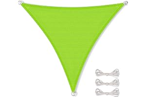 CelinaSun Toldo de Sol para jardín y balcón Incl. Cuerdas de sujeción HDPE Triángulo equilátero 3 x 3 x 3 m Verde protección Solar Transpirable