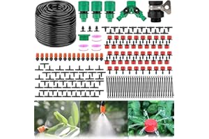 TECKZOON Sistema de Riego de Jardín, 203Pcs Kit de Riego por Goteo 50M Ajustable Micro Sistema Riego Automático Rociadores para Jardín, Macizo de Flores, Terraza, Paisaje, Invernadero