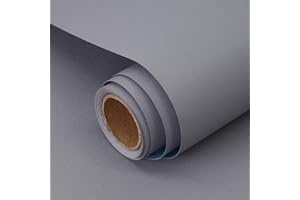 Decoroom Sticky Back Plastic Grey Self Adhesive Paper 40X300cm Peel and Stick Wallpaper Vinyl Film Roll Covering Wardrobes Drawers Bedroom Living Room Removable DIY Refurbished Furniture Stickers