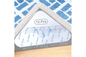 Adispotg Rug Gripper, 12 Pcs Double Sided Anti Curling Carpet Grippers underlay, Washable and Reusable Carpet non Anti slip rug grip for wooden, tile, marble, laminate and linoleum floors