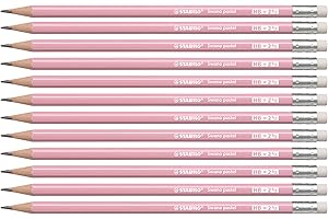 STABILO Swano Pastel - Graphite Pencil with Eraser - Pack of 12 - Pink - Degree HB