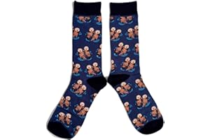 SOCK SHACK Mens Blue Otters In River Holding Hands Socks 6-10 UK / 39-44 Eur / 7-11 US