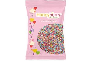 HONEYBERRY Vermicelles Pâtisserie Naturels et Comestibles 55g – Décorations Colorées pour Gâteaux, Cupcakes, Biscuits, Glaces et Desserts – Sprinkles Sucrés Fabriqués dans l’UE (Nonpareils Multicolores)