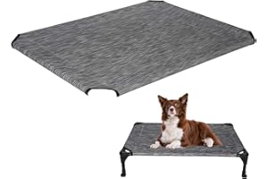Veehoo Cooling Elevated Dog Bed Cover, Outdoor Dog Bed Portable Raised Dog Cot Replacement Cover Only Pet Hammock Replacement Cover Breathable Mesh Washable, Dark Grey 81 x 64