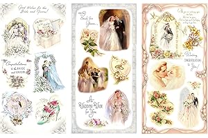 Decoupage Paper Pack (12 Sheets A4 / 20x30cm) Wedding Bride Groom FLONZ Vintage Ephemera
