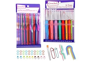 RIDDUR 76 Pezzi Uncinetto, Kit Uncinetto ergonomico Aghi per Uncinetto con Impugnatura Morbida, Uncinetti in Alluminio Multicolor Set Uncinetti per Principianti Adulti con Custodia e Accessori per Uncinetto