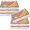 Kuber Industries Pack of 6 Saree Storage Bag | 3 Inch | Lightweight-Portable Garments Bag | Non Woven Wardrobe Bag Set | Top Visible Window Clothes Bags | Bow-Gola Print | White