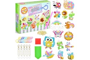 Eocoyar Diamond Art for Kids 15 PCS 5D Gem Diamond Art Keyrings Kits DIY Diamond Painting Keychains for Kids Ages 8-12 Diamond Art Craft Kits for Girls Key Pendant Bag Decor, Animal Painting