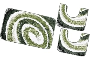 emmevi Tappeto Bagno Spirale Set 3 Pezzi Morbido Antiscivolo Lavabile MOD.Magnolia (F) Set 3 Pezzi Verde