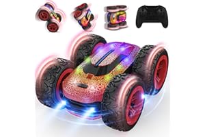 VRXEQI Ferngesteuertes Auto ab 3 4 5 6 7 8 9 Jahre, 4WD RC Auto Kinder 2.4Ghz 360°LED Blinken Stunt Drift Cars Spielzeug Outdoor Indoor Weihnachten Geburtstags Geschenke für Jungen Mädchen Spiele 3-12 Jahre