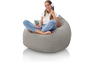 Aiire Pouf Poltrona a Sacco XXL - Puffo per Sedersi Design con Imbottitura per la Camera da Letto - Puff Gigante per Bambini, Bean Bag Chair o Puf Gamer - Pouffe Salotto Beige