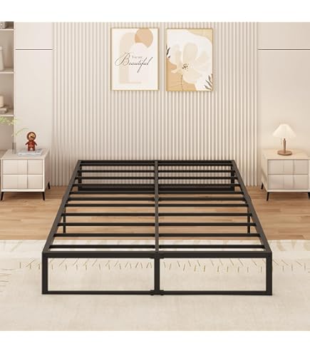 VECOCHO Bedframe 120 x 200 cm, bedframe met lattenbodem van metaal, metalen bed, 120 x 200 cm met opbergruimte, 32 cm hoog, logeerbed, tweepersoonsbed, geen boxspringbed nodig, wit bedframe