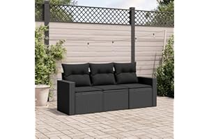 SECOLI Balkon Lounge Balkonmöbel Keiner Sofa Outdoor Gartensofa 3-Sitzer Gartenmöbel-Set Ecksofa Garten Balkonlounge Rattan Polyrattan Lounge Gartenlounge Terrassenmöbel Schwarz 3-tlg-Type-20