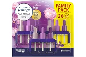 Febreze 3Volution Air Freshener Plug-In Refill Exotic Bloom 3x20ML, 3 Alternating Scents To Fight Odours