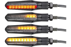 Simda Pro Indicatori Frecce LED Moto Omologate E Mark con Effetto Dinamico Design Nero Universale per Moto Quad ATV Lampeggiante Sequenziale Alta Luminosità Norma IP67 Impermeabile