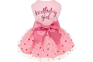 Fitwarm Geburtstag Mädchen Hund Tüll Kleid, Hundekleidung für kleine Hunde Mädchen, Katzenbekleidung, Rosa, XX-Small