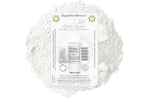 SUGARFLAIR COLOURS Sugarflair Pearl White Edible Lustre Dust, Add a Lustrous Shine to Cakes or Decorations. Brush On or Add Rejuvenator to Create Eye-Catching Edible Paint, Gives Shine to Your Bakes - 2g