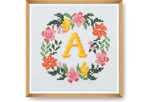 Trimits Mini kit de punto de cruz, 13 x 13 cm, monograma floral