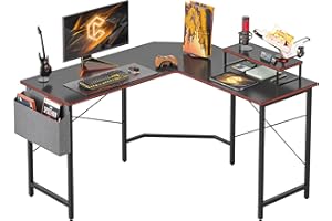 CubiCubi Bureau d’Ordinateur en Forme de L, Bureau Gaming, 120 x 120 cm avec Surface en Fibre de Carbone, d’Angle avec Support d’écran et tiroir, Grand Bureau