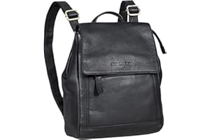 STILORD 'Allegra' Elegante Rucksack Handtasche Damen Leder Klein Cityrucksack Frauen Vintage Lederrucksack Daypack Retro Wildleder Umhängetasche, Farbe:schwarz