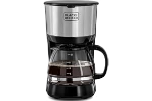 Black+Decker 750W 10 Cup Coffee Maker/Coffee Machine With Glass Carafe For Drip Coffee, Silver/Black - Dcm750S-B5, 2 Years Warranty