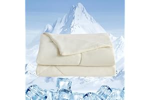 puredown® Manta de Verano de Frescura con Double Cara, Manta Refrigeración para Cama 105/120, QMAX 0.394, Manta Fría para Personas, Oeko-Tex 100, 200x200cm, Crema