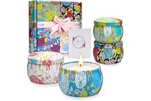 YMING Bougie Parfumées, 4 cadeau Anniversaire Femme, Bougies D'Aromathérapie en Cire de Soja Parfumée Naturelle, idee Cadeaux Femmes pour Mariage, Fête des Mères Bain Yoga Valentin Noël Cadeau Remerciement