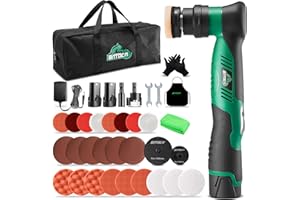 BATOCA S5 Cordless Mini Car Polisher Buffer Sander Dual Action & Rotary Polishing Machine 2X 12V Battery with 1" 3" Polishing Pads Kit for Car Motorcycle Detailing Polish Buffing 6-Speed 2000-5500RPM