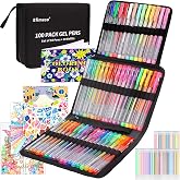 Shuttle Art Penne gel, 130 colori penna gel con 1 libro da colorare in custodia da viaggio per adulti libri da colorare disegno artigianato scrapbooking diario