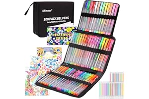 Efimeso 100 Packs De Stylos Gel, 50 Feutres Stylo Paillettes Avec 50 Recharges Dans Un Étui À Fermeture Éclair Pour Les Livres De Coloriage Pour Adultes Et Les Livres D'Écriture Pour Enfants