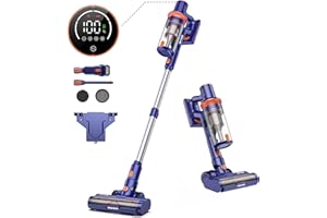 BuTure Cordless Vacuum Cleaner, 400W/33Kpa Powerful Stick Vacuum Cleaner with LED Touch Screen, 50Mins Removable Battery, 1.5L Dust Cup, Lightweight Cordless Vacuum for Floor/Carpet/Pet Hair